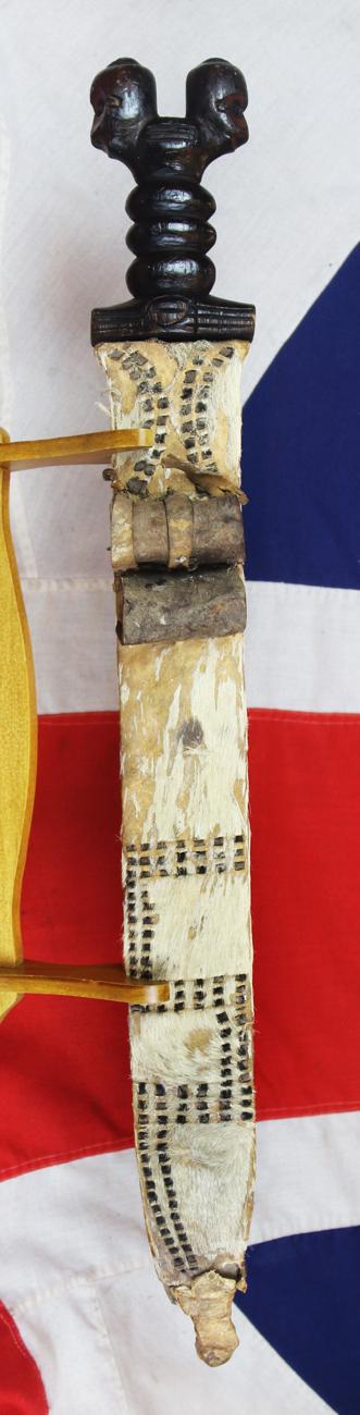 A Most Rarely Seen, Antique Ceremonial, Head-Hunters Sword 'Pusaka Magic' Dohong, A Borneo, Dyak Shamen's, Kayanic Art Ritual Sword, With a Carved, Twin-Head Hilt