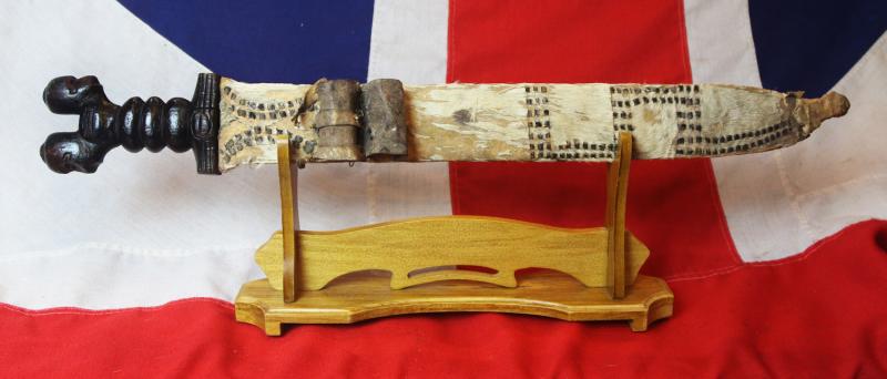 A Most Rarely Seen, Antique Ceremonial, Head-Hunters Sword 'Pusaka Magic' Dohong, A Borneo, Dyak Shamen's, Kayanic Art Ritual Sword, With a Carved, Twin-Head Hilt