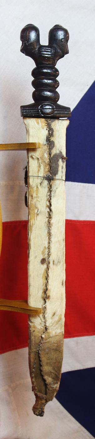 A Most Rarely Seen, Antique Ceremonial, Head-Hunters Sword 'Pusaka Magic' Dohong, A Borneo, Dyak Shamen's, Kayanic Art Ritual Sword, With a Carved, Twin-Head Hilt