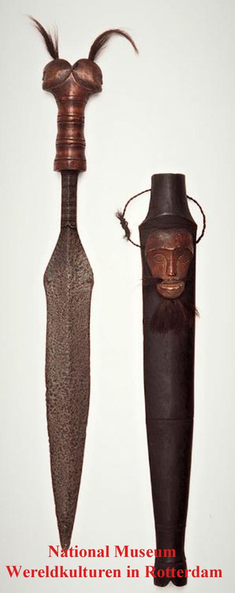 A Most Rarely Seen, Antique Ceremonial, Head-Hunters Sword 'Pusaka Magic' Dohong, A Borneo, Dyak Shamen's, Kayanic Art Ritual Sword, With a Carved, Twin-Head Hilt