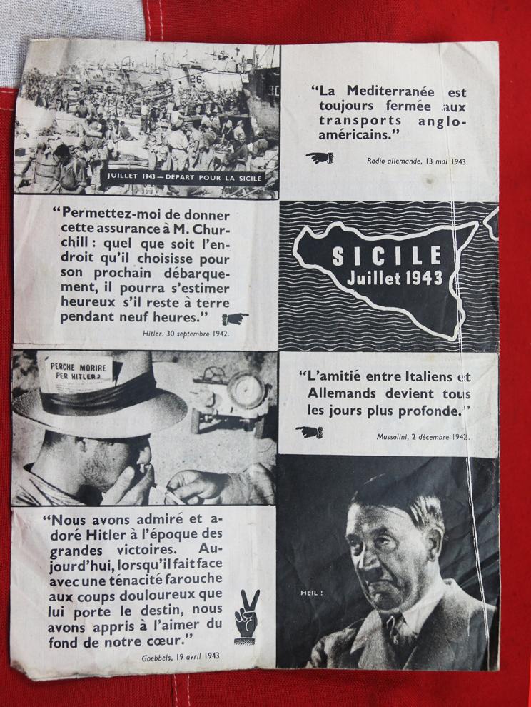 A Superb Condition and Very Rare WW2 1943 Published Nazi & Vichy-French Propaganda Leaflet, Titled INTUITION With Swastikas and Portrait Photo of Adolf Hitler. Four Pages, Folded