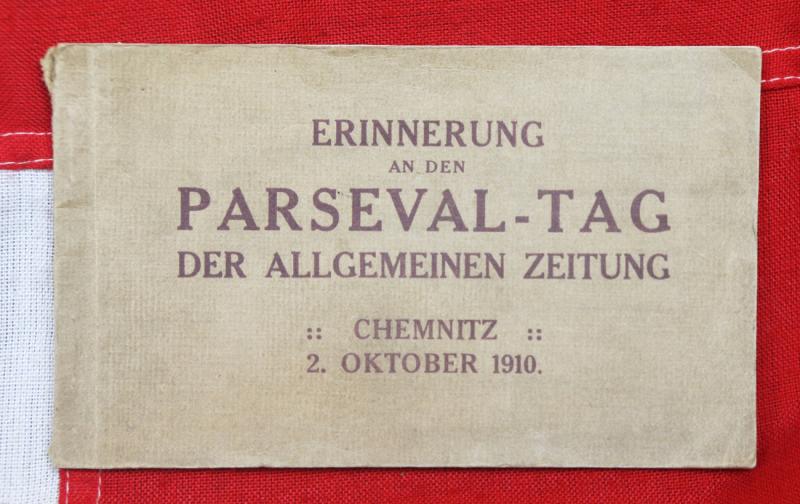 A Most Rare Airship Parseval Tag 8 Postcard Booklet Set, Chemnitz, Dated 2nd October 1910. a Wonderful Piece of early Airship Aeronautica & Postal Service Ephemera