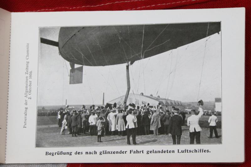 A Most Rare Airship Parseval Tag 8 Postcard Booklet Set, Chemnitz, Dated 2nd October 1910. a Wonderful Piece of early Airship Aeronautica & Postal Service Ephemera