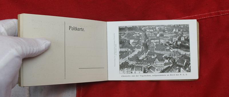 A Most Rare Airship Parseval Tag 8 Postcard Booklet Set, Chemnitz, Dated 2nd October 1910. a Wonderful Piece of early Airship Aeronautica & Postal Service Ephemera