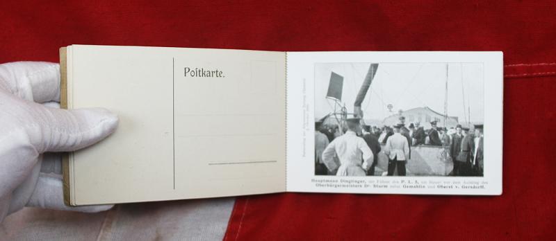 A Most Rare Airship Parseval Tag 8 Postcard Booklet Set, Chemnitz, Dated 2nd October 1910. a Wonderful Piece of early Airship Aeronautica & Postal Service Ephemera