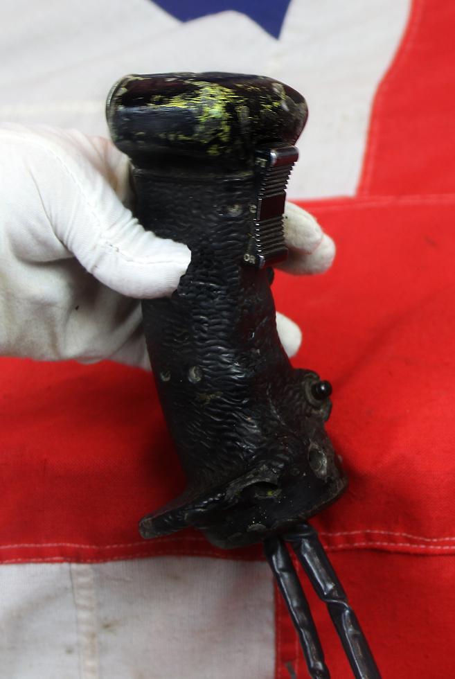 A Fabulous Piece of British Armed Forces Helicopter Aeronautica. A Souvenir of the Falklands War, A Westland Wessex Helicopter Cyclic Control Grip With Wiring