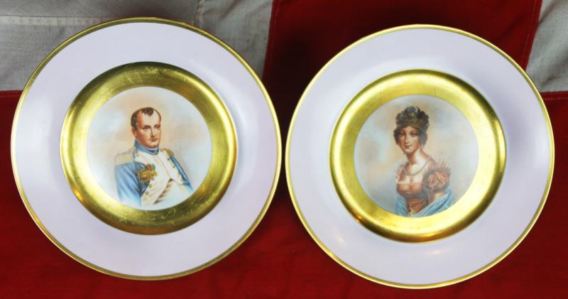 A Fine & Beautiful Pair of Porcelain Cabinet Plates of Emperor Napoleon & Empress Josephine, From the World Renowned Porcelain Factory of Royal Copenhagen.
