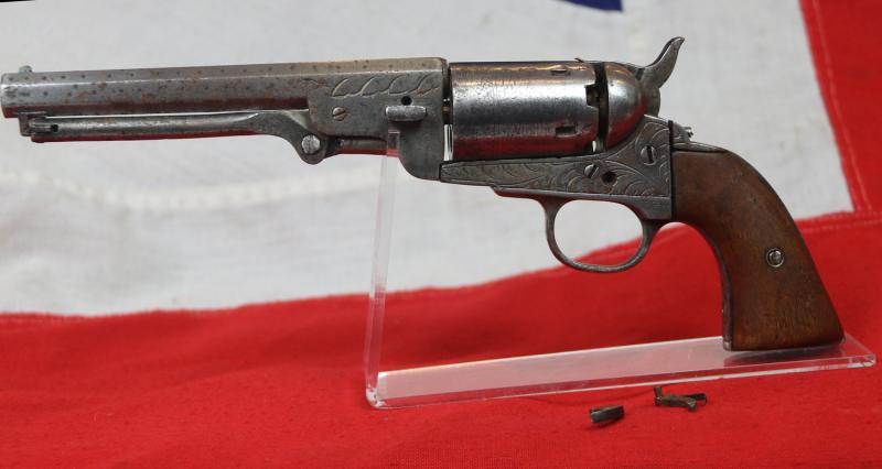 A Very Interesting Antique Civil War Period Belgian 1850's Colt Navy Copy Patent Infringement Revolver