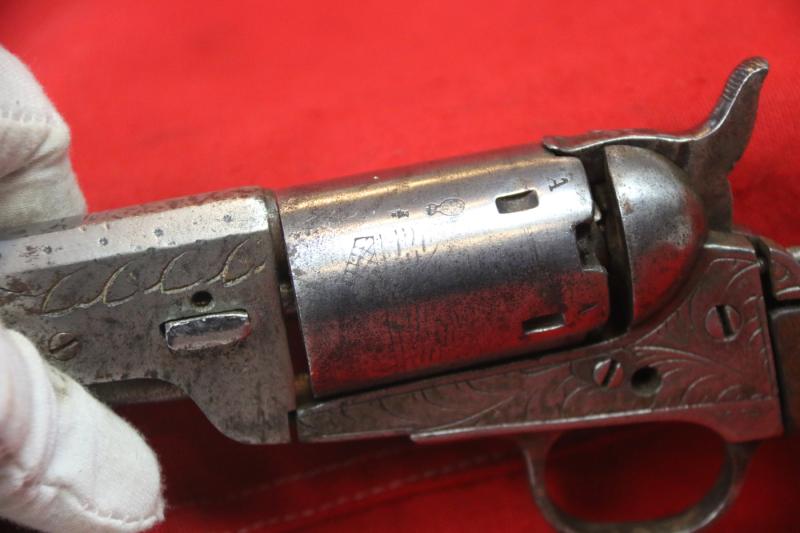 A Very Interesting Antique Civil War Period Belgian 1850's Colt Navy Copy Patent Infringement Revolver