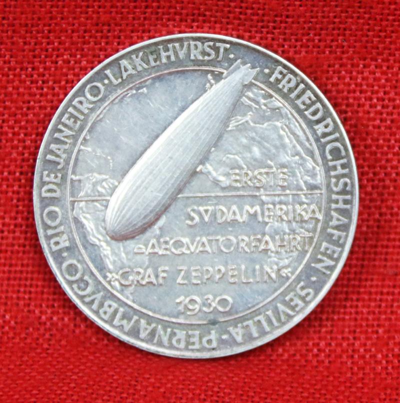 A Rare German Aerospace Zeppelin First Flight To South America, .835 Silver Medal, 1930 Made In Berlin