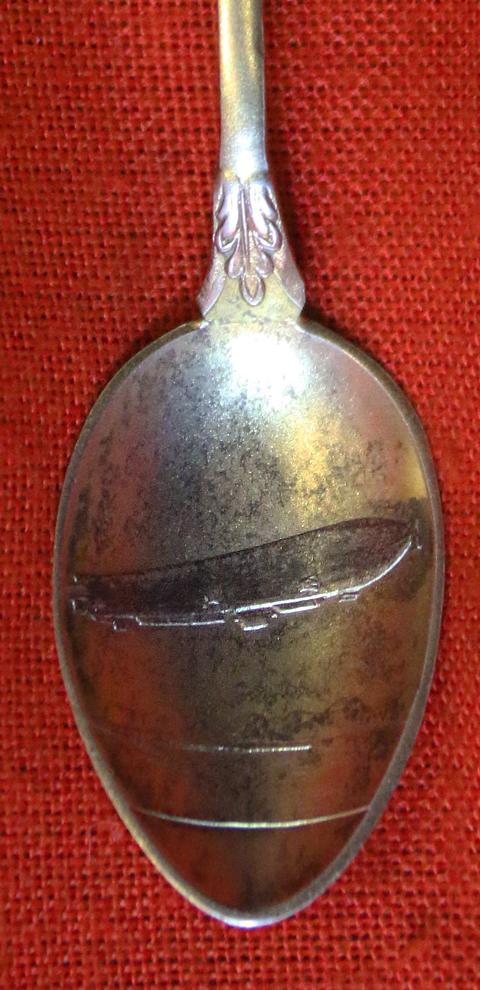 A Very Fine 1920's to 30's Silver Gilt & Enamel Graf von Zeppelin Demi-Tasse Cabinet Spoon, With Enamel Portrait of Zeppelin & a Zeppelin Airship in the Spoon Bowl