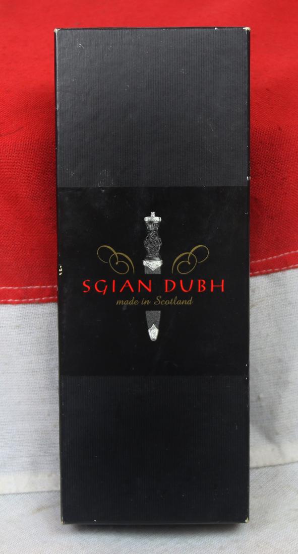 Celtic Sgian Dubh with Polished Pewter Celtic Knotwork Patterned Mounts. For Wear In Full Highland Dress,