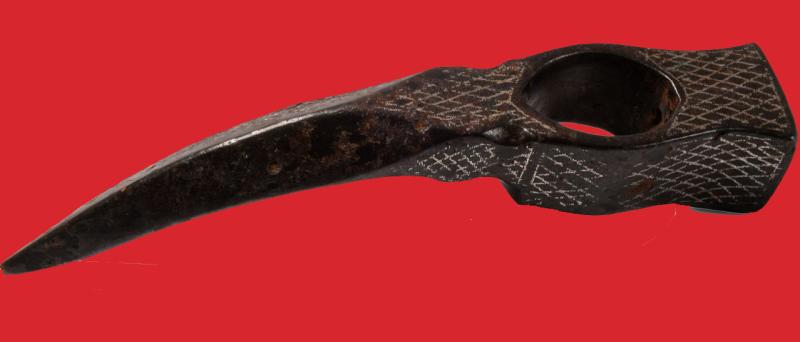 A Most Fine Knightly Polish War-Hammer Nadziak or Obuch, 1500's A.D. Inlaid with Silver Cross Hatching. Certainly one of the Most Beautiful & Well Preserved We Have Ever Seen.