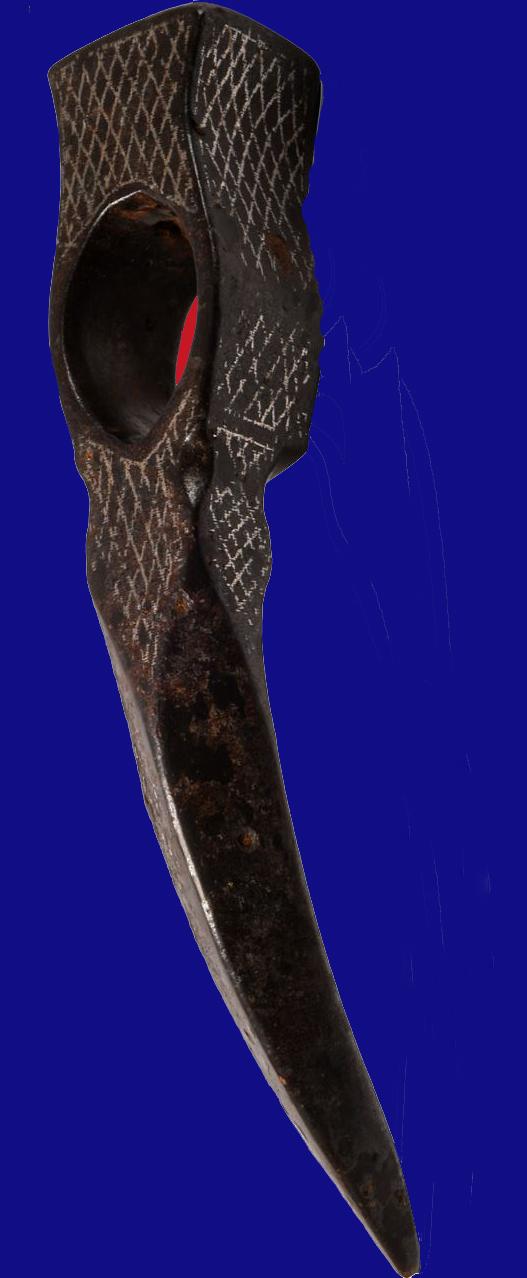 A Most Fine Knightly Polish War-Hammer Nadziak or Obuch, 1500's A.D. Inlaid with Silver Cross Hatching. Certainly one of the Most Beautiful & Well Preserved We Have Ever Seen.