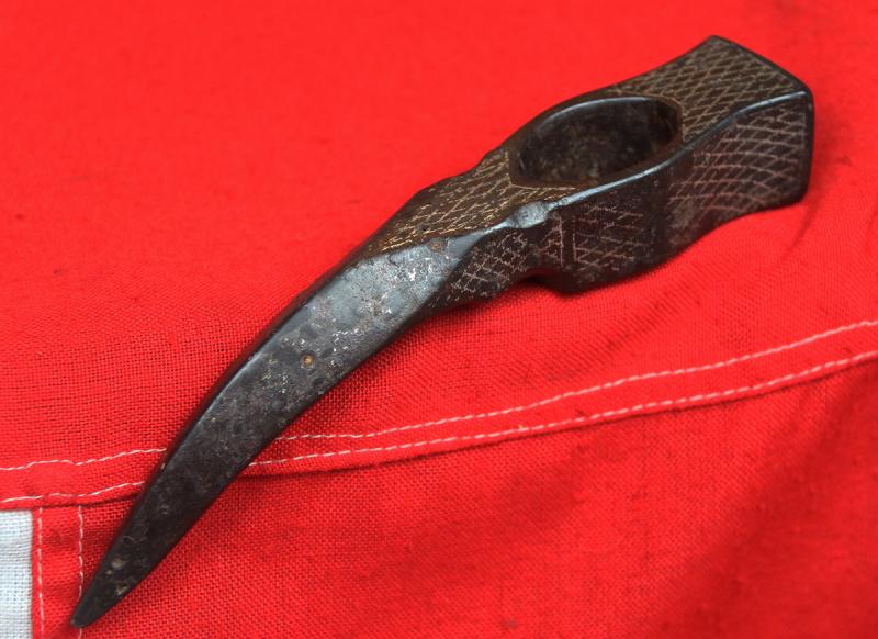 A Most Fine Knightly Polish War-Hammer Nadziak or Obuch, 1500's A.D. Inlaid with Silver Cross Hatching. Certainly one of the Most Beautiful & Well Preserved We Have Ever Seen.