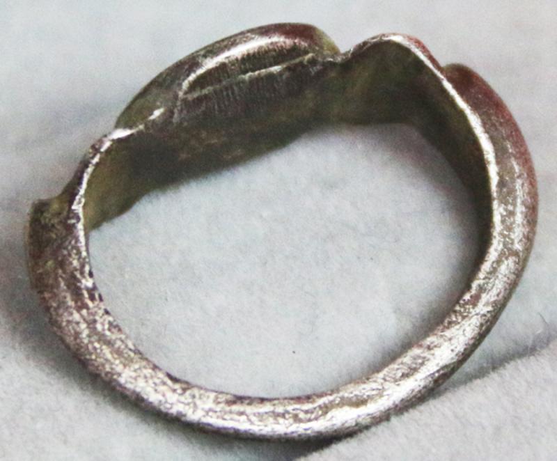 A Stunning Rarity, A Solid Silver Roman Military Ring, Possibly of a Tribune or Legatus, or Even the Personal Guard of the Emperor Contantine Ist, of the Roman Empire. Engraved with the Personal Wreathed Labarum Standard of Constantine the Great