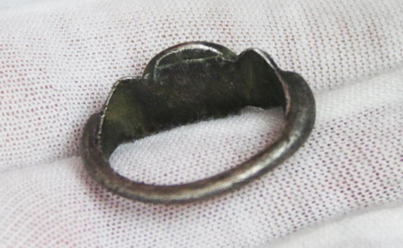 A Stunning Rarity, A Solid Silver Roman Military Ring, Possibly of a Tribune or Legatus, or Even the Personal Guard of the Emperor Contantine Ist, of the Roman Empire. Engraved with the Personal Wreathed Labarum Standard of Constantine the Great