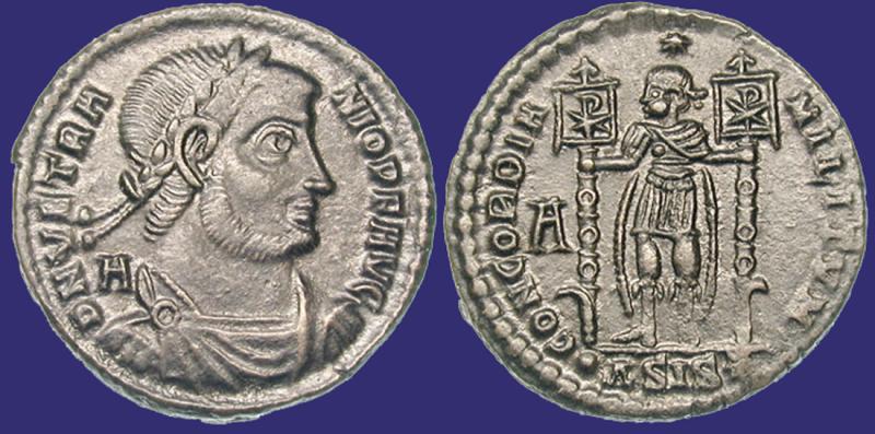 A Stunning Rarity, A Solid Silver Roman Military Ring, Possibly of a Tribune or Legatus, or Even the Personal Guard of the Emperor Contantine Ist, of the Roman Empire. Engraved with the Personal Wreathed Labarum Standard of Constantine the Great