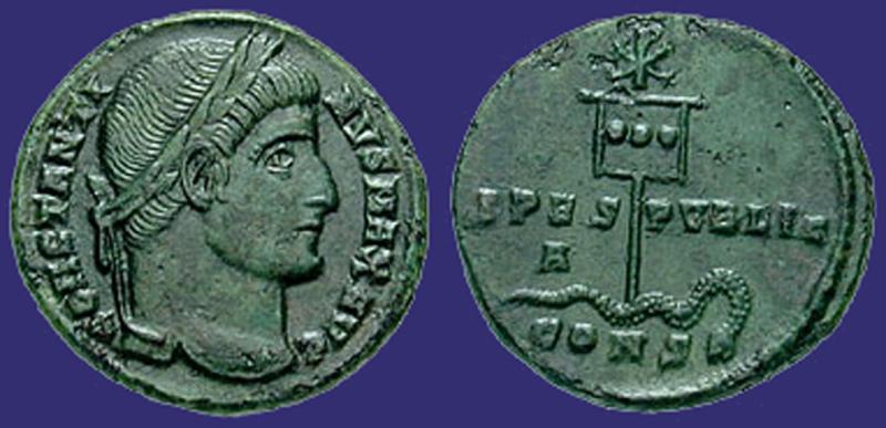 A Stunning Rarity, A Solid Silver Roman Military Ring, Possibly of a Tribune or Legatus, or Even the Personal Guard of the Emperor Contantine Ist, of the Roman Empire. Engraved with the Personal Wreathed Labarum Standard of Constantine the Great