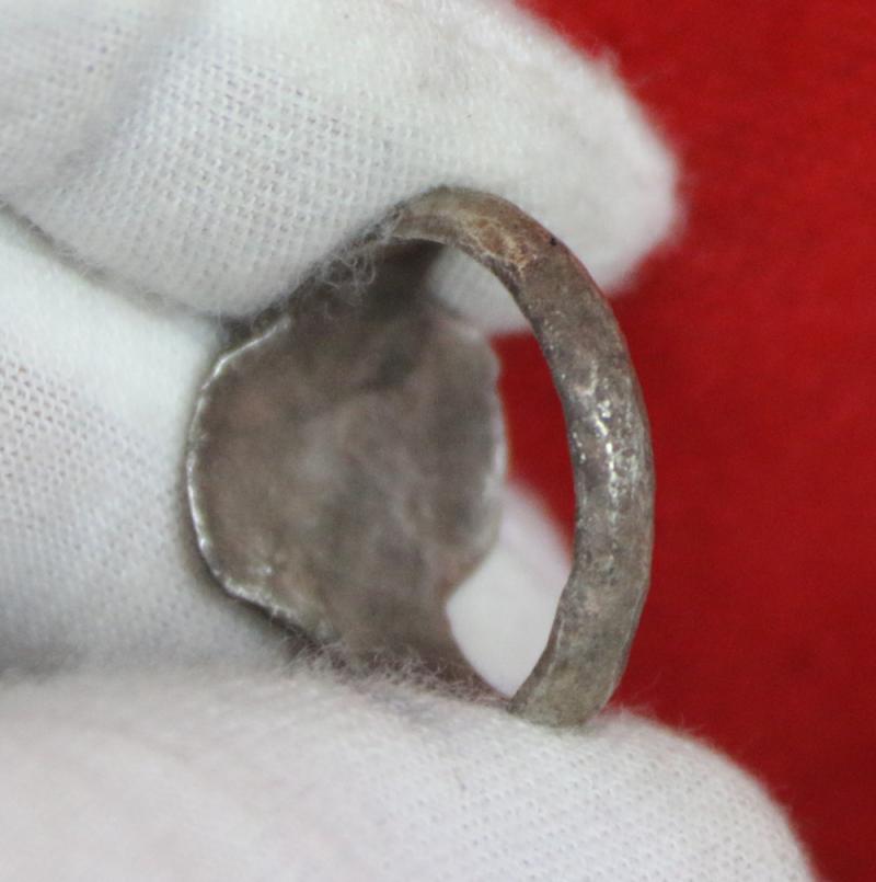 An Original, Rare Incredible & Historical Piece. Silver Imperial Roman Centurion or Tribune's Military Ring of Victory, 2nd Century AD Engraved with the Intaglio of Winged Victory, wearing her helmet and holding the laurel wreath of Victory