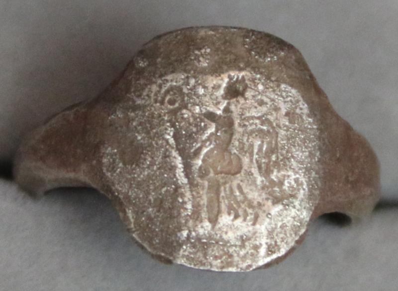 An Original, Rare Incredible & Historical Piece. Silver Imperial Roman Centurion or Tribune's Military Ring of Victory, 2nd Century AD Engraved with the Intaglio of Winged Victory, wearing her helmet and holding the laurel wreath of Victory