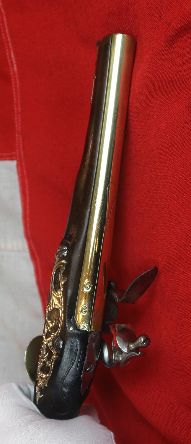 A Fabulous 18th Century Brass Blunderbuss Barrelled Flintlock Royal Naval Captain's Pistol, c 1760, By Isaac Bissell a Renown Scottish Maker Of Leith & Birmingham, Who Also Traded in London
