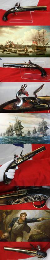 A Fabulous 18th Century Brass Blunderbuss Barrelled Flintlock Royal Naval Captain's Pistol, c 1760, By Isaac Bissell a Renown Scottish Maker Of Leith & Birmingham, Who Also Traded in London