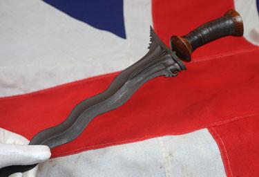 A Scarce Large Antique Bali & Lombok Loncengan Hilt High Born Warriors Kris or Keris. Serpentine15 Luk Blade