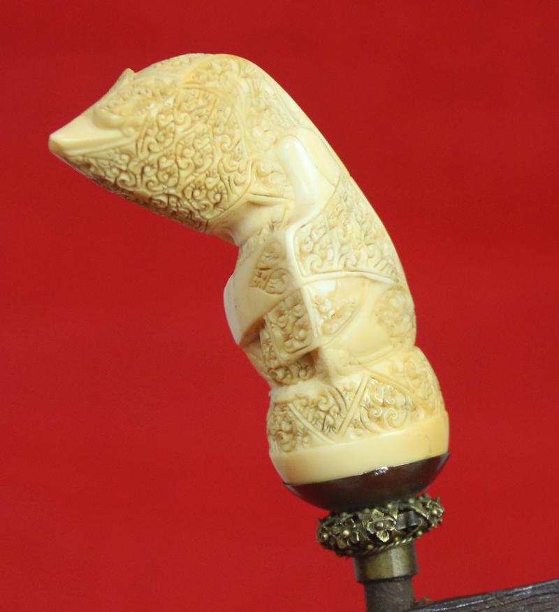 An Absolutely Stunning & Beautiful Carved Sea Ivory Royal Hilted Keris From Palembang, Sumatra 18th Century, Meteorite Blade. A Near Pair To An Example In The Royal Collection Presented To King George IVth in 1817, When He Was The Prince Regent
