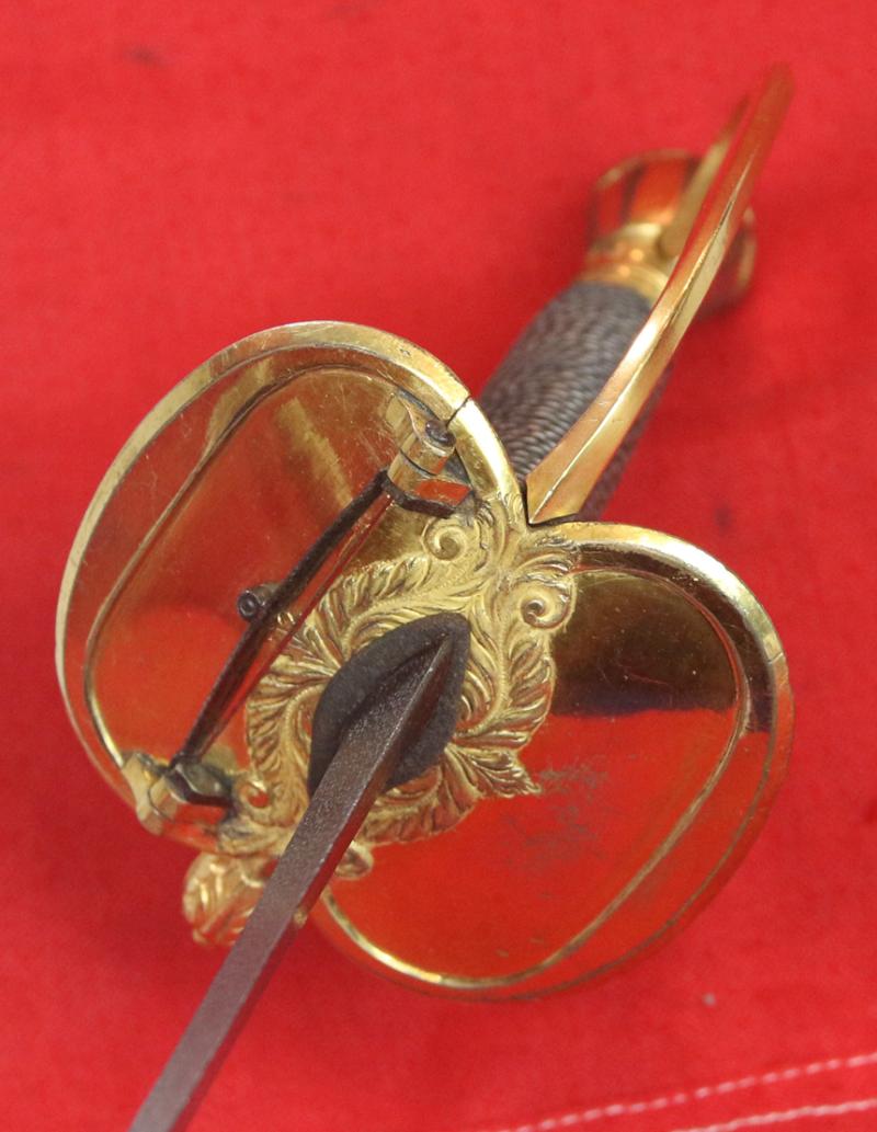 A Simply Stunning Most Rare Napoleonic Wars Type of a 1796 Infantry Officer's Sword, Monogrammed With Its Owner's Title and Monogram, Plus His Patriotic Motto “The Love Of, My Country, & Freedom” Etched Upon The Acutely Tapering “Needle Point’ Blade.