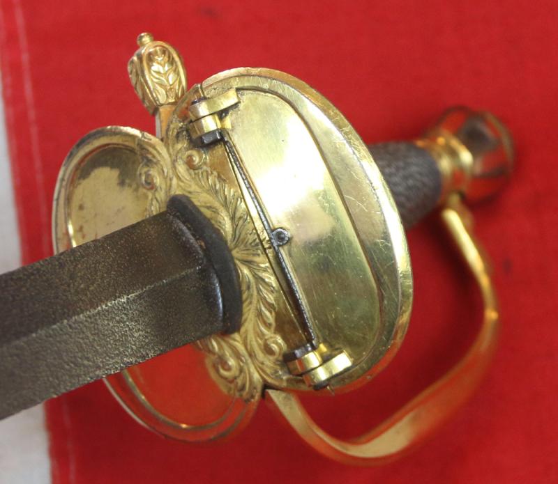 A Simply Stunning Most Rare Napoleonic Wars Type of a 1796 Infantry Officer's Sword, Monogrammed With Its Owner's Title and Monogram, Plus His Patriotic Motto “The Love Of, My Country, & Freedom” Etched Upon The Acutely Tapering “Needle Point’ Blade.