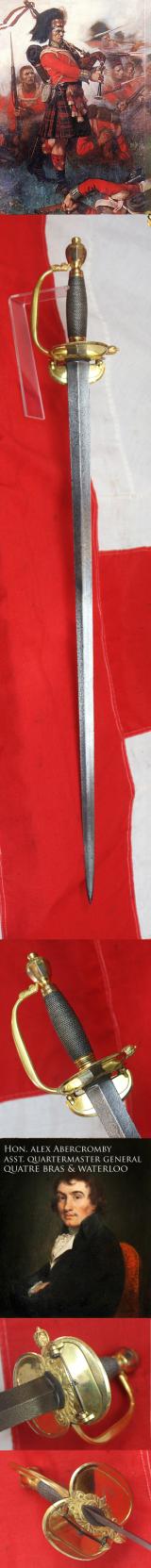 A Simply Stunning Most Rare Napoleonic Wars Type of a 1796 Infantry Officer's Sword, Monogrammed With Its Owner's Title and Monogram, Plus His Patriotic Motto “The Love Of, My Country, & Freedom” Etched Upon The Acutely Tapering “Needle Point’ Blade.