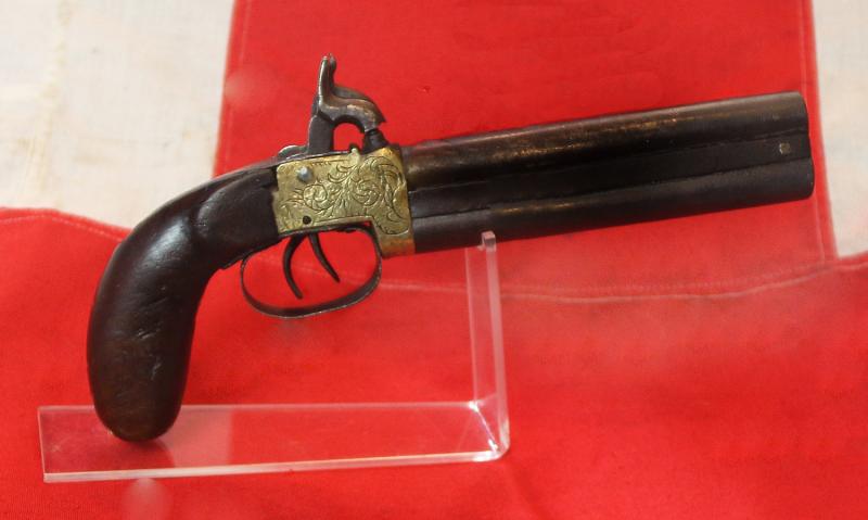 A 19th Century Indian Percussion Howdah Pistol, Double Over and Under Barrelled