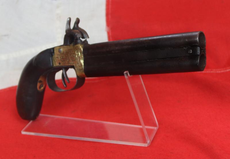 A 19th Century Indian Percussion Howdah Pistol, Double Over and Under Barrelled
