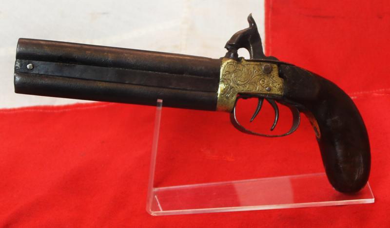 A 19th Century Indian Percussion Howdah Pistol, Double Over and Under Barrelled