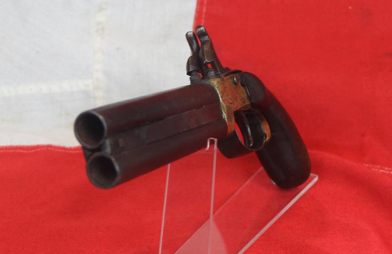 A 19th Century Indian Percussion Howdah Pistol, Double Over and Under Barrelled