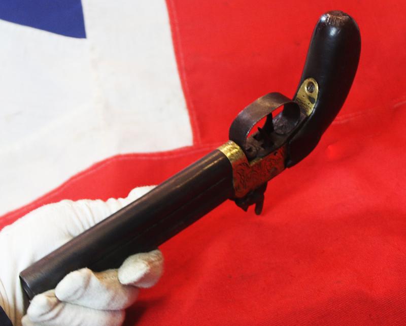 A 19th Century Indian Percussion Howdah Pistol, Double Over and Under Barrelled