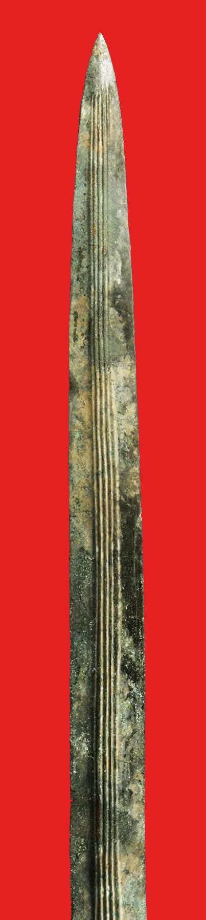 A Simply Wonderful Trojan War Period Full Length Bronze Sword Blade 28.75 Inches Long Circa 1200 B.C.
