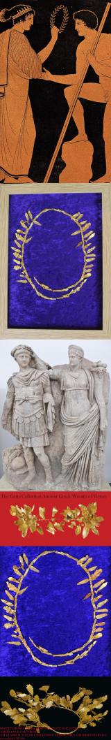 A Magnificent Ancient Greek Wreath of Victory, A Crown of Hammered Gold. From the Era of Alexander The Great. Circa 300 BC. Now Re-Assembled For Our Display