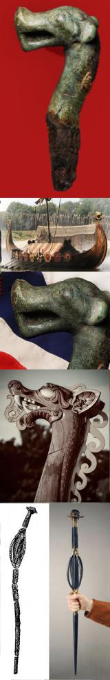 An Extraordinary, 1100 to 1200 year old, Original, Ancient Viking Draken Head Staff Mount. A Knob of a Staff or Wand of Magic, Used By A Völva, a Sorcerer or Sorceress of Seiđr. A Seiðstafr, The Staff of Power in Viking Occult & Magick