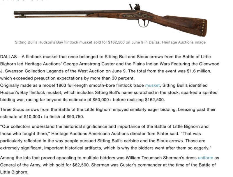An Original & Rare Flintlock 'Chief's' Hudson’s Bay Co. Trade Musket. The Identical Form of Parker Field Trade Musket Used By Chief Sitting Bull, of The Battle at Little Big Horn. The Final Engagement of Colonel George A. Custer & His 7th Cavalry