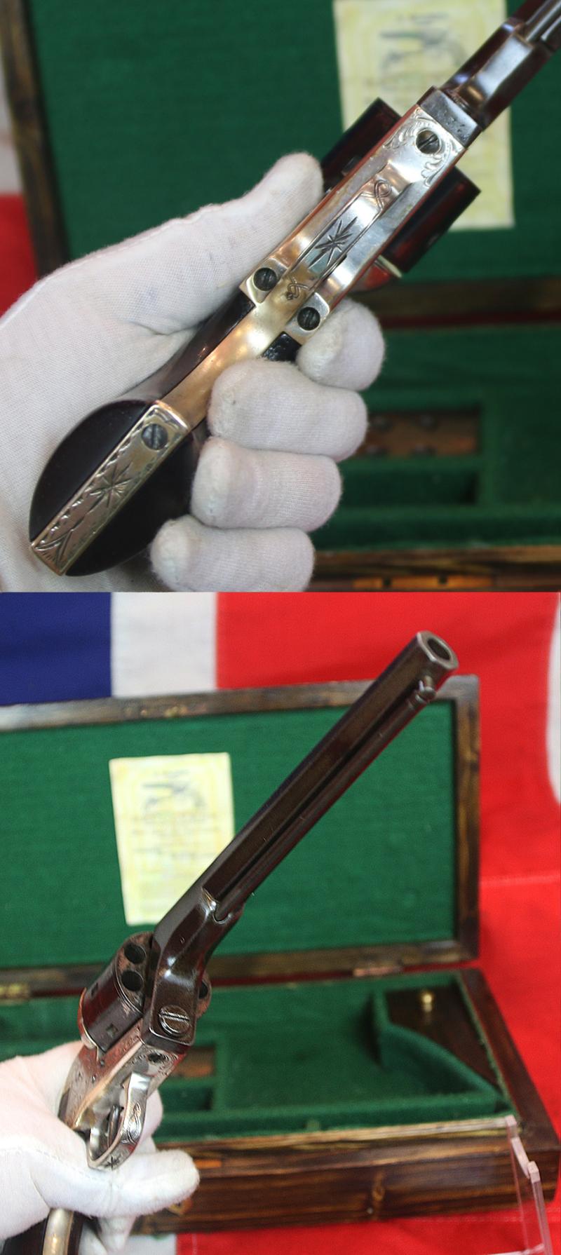 A Fine & Exceedingly Handsome US Civil War Moore 7 Shot Belt Revolver With Original New York Factory Engraving. Later Cased With Tools