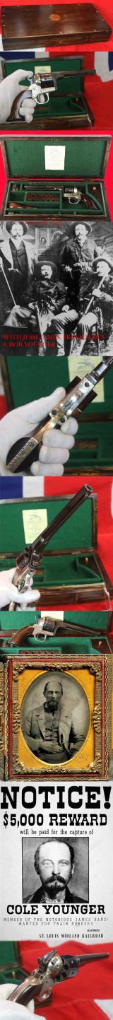 A Fine & Exceedingly Handsome US Civil War Moore 7 Shot Belt Revolver With Original New York Factory Engraving. Later Cased With Tools