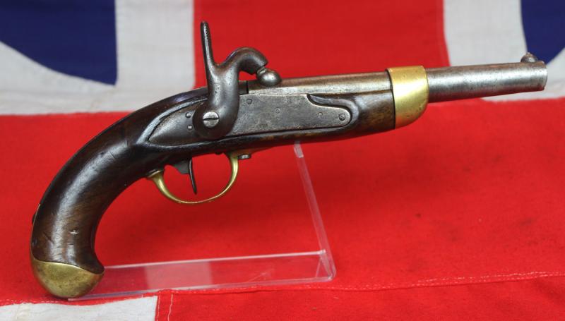 French Cavalry-of-the-Line Flintlock Pistol M1816 for Cuirassiers, Dragoons and Lancers, Ordnance Converted to Percussion in 1822