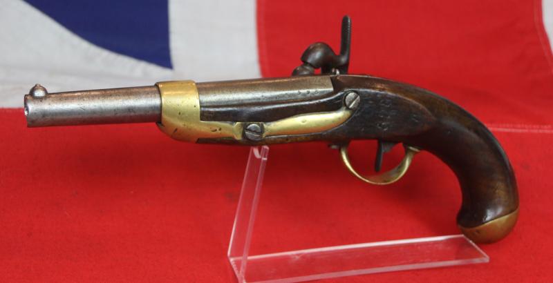 French Cavalry-of-the-Line Flintlock Pistol M1816 for Cuirassiers, Dragoons and Lancers, Ordnance Converted to Percussion in 1822