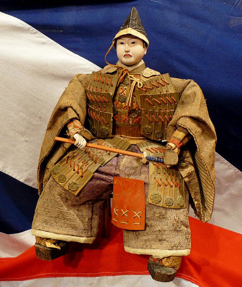 A Superb Antique Edo Period Musha-Ningyo Samurai General Warrior Doll. A Uniquely Japanese Art Form Representing The Legendary Samurai