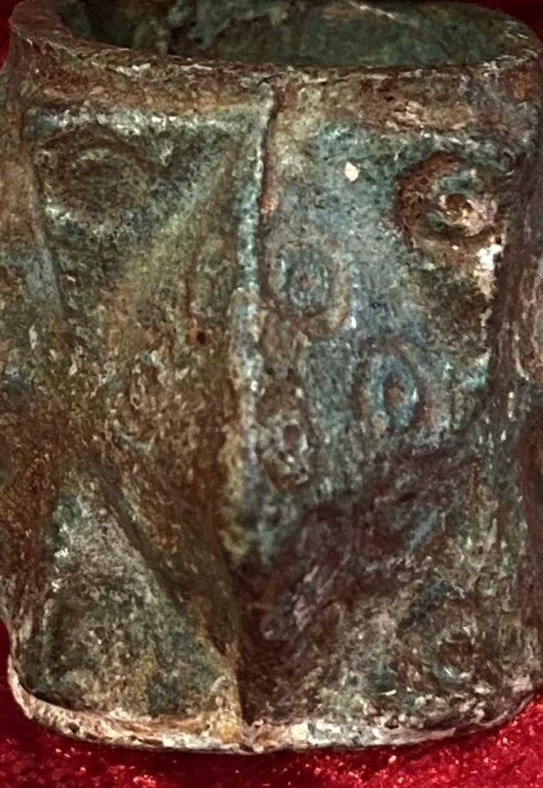 A Rare Pair of 14th- 15th Century Medeavil Bronze Winged Polygonal 'Raven's Head' Mace Heads Likely Twin Headed Flail Mace, Mongol Invasion Period to Vlad 'The Impaler' Dracul’s Knight’s Order of The Dragon Period