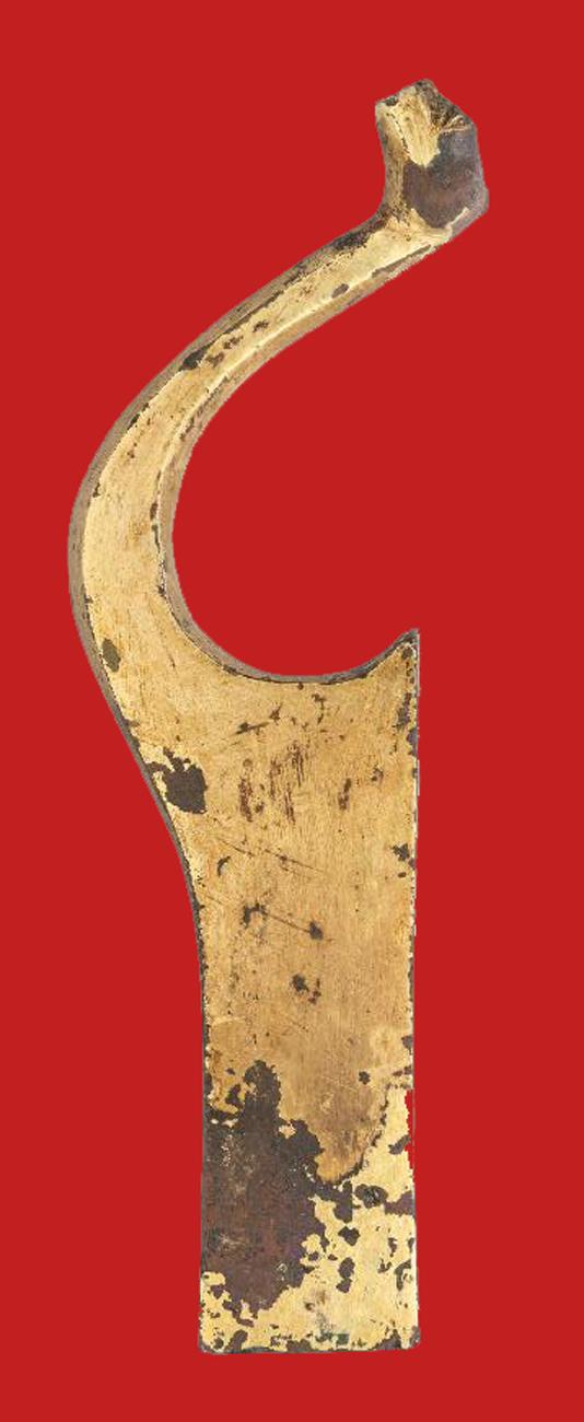 A Superb Ancient Chinese Warring States Period 480-222bc Gold & Bronze Chariot Crossbow Mount in Gold with Tiger Head Finial