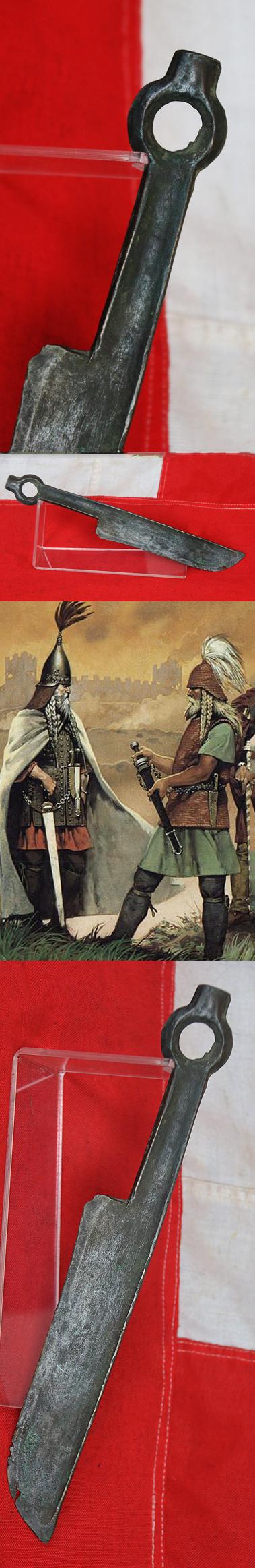 A Most Rare Bronze Age 'Celtic' Ring Dagger Knife Around 2500 Years Old. In Superb Excavated Condition.