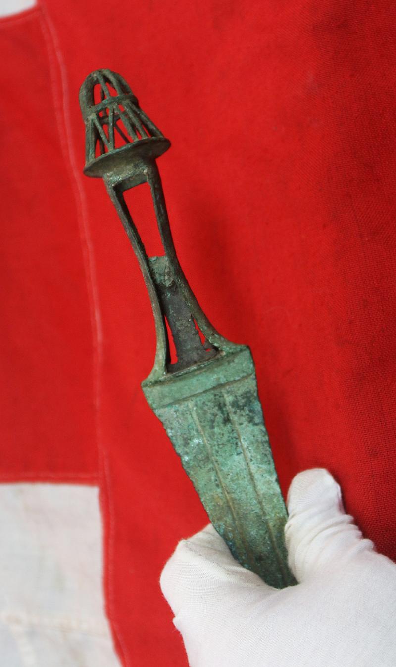 A Beautiful Matched Pair of An Ancient Bronze Sword and Dagger With Pierced Bird Cage Pommels. From The Era of the Ancient Greco-Persian Wars